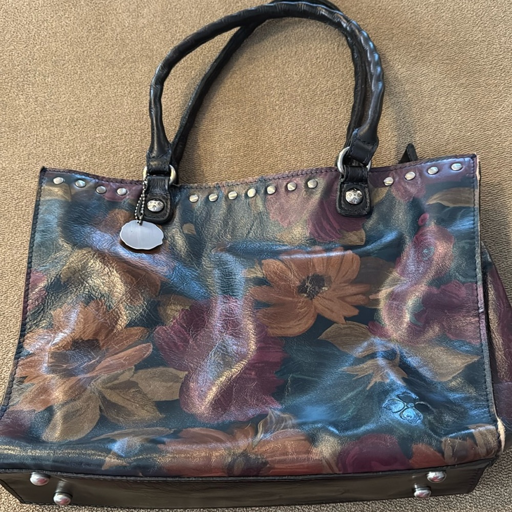 Patricia Nash Hand Painted Purse Shoulder Bag Leather Floral (TD)